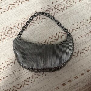 Nordstrom Metallic Gray Clutch with Chain Handle